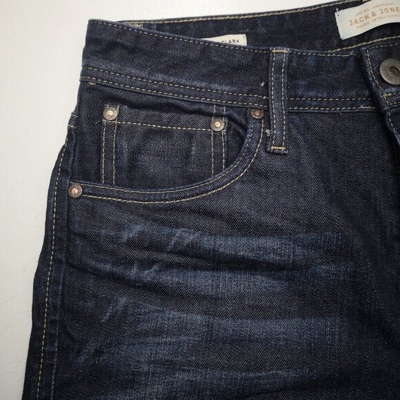 Jack & Jones Regular Fit Men's Size 29/32 Clark Dark Wash Button Fly Jeans - Picture 7 of 15